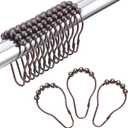 Amazer Shower Curtain Hooks, Decorative Bronze Shower Curtain Hooks,Stainless Steel Rust-Resistant Shower Hooks for Curtains-Set of 12
