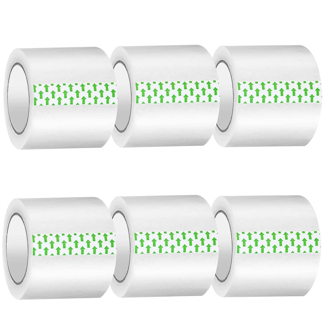 6 Rolls Clear Packing Tape - Quiet Packaging Tape 1.5 INCH Core Shipping Tape Refill Rolls Moving Tape for Packing Boxes, 2" x 25 Yards