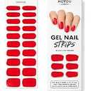 MOYOU LONDON Semi Cured Gel Nail Strips - 20 Pcs. Waterproof Gel Nail Wraps, Cures in Sunlight or UV/LED Lamp, Lasts Up to 2+ Weeks, Stretchable, Easy to Apply & Remove, Vegan & Cruelty-Free