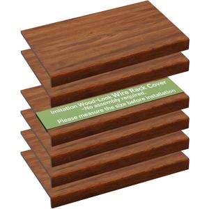 6 PCS Wire Rack Covers for Pantry Wood Grain, 24'' W * 16'' D (Ready to Use) Faux Wood Shelf Covers for Wire Shelving, Rustic Closet Shelves Covering Toppers - Bathroom, Kitchen, Garage (Brown)