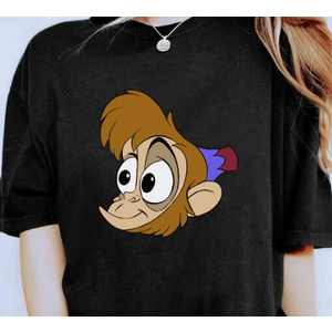 Disney Aladdin Abu Large Face T-Shirt, Black, M