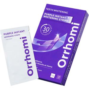 Teeth Whitening Strips 4 Treatments, Enamel Safe for Sensitive Tooth, Whitens Teeth, Purple Whitening Strips, Removes Yellow Stains & Bad Breath - Effective Color Correction for a Brighter Smile