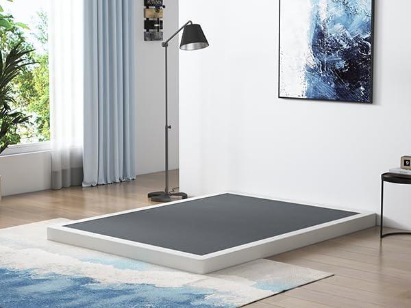 4 Inch Box Spring for California King Bed,Cali King Size Box Spring Only,Heavy Duty Mattress Foundation,Metal Bed Base,Non-Slip,Easy Assembly