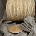 3 Pcs Rattan Bathroom Accessories Set Wicker Handwoven Trash Can Basket Waste Paper Basket Square Tissue Box Holder Toilet Vanity Tray for Kitchen Office Organizer Decorative(Natural)