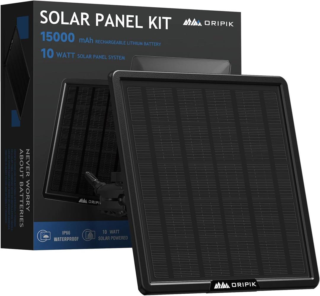 Trail Camera Solar Panel: 6V/9V/12V Game Camera Solar Panel Charger kit Build-in 15000mAh Rechargeable Lithium Battery with USB-A/USB-C, IP66 Water-Resistant (10W)