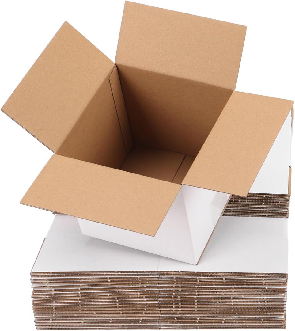 6x6x6 inch Shipping Boxes White Set of 30, Inner Size 5.9x5.9x5.9 inch Corrugated Cardboard Boxes for Packaging Small Business or Wrapping Gift