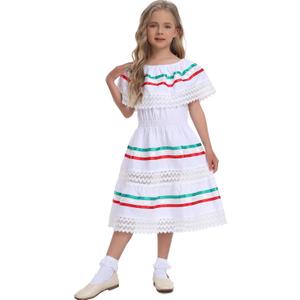 YZXDORWJ Mexican Girl's Fiesta Dress - Colorful Party Dress for Cinco de Mayo (Gq-w5)