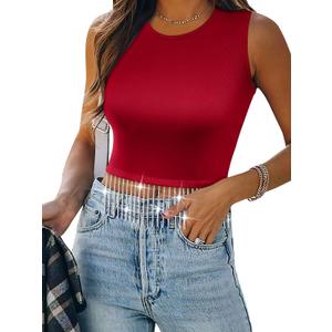 Nlife Womens Nashville Sparkly Fringe Sleeveless Tops Concert Raceback Ribbed Tank Tops with Glitter Tassel (S)