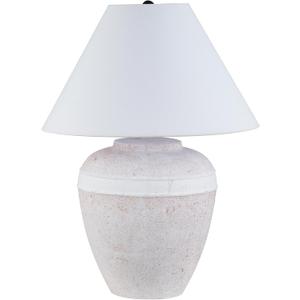 Henn&Hart 22.5'' Modern 1-Light Table Lamp with White Fabric Cone Shade for Living Room, Bedroom, or Office, White