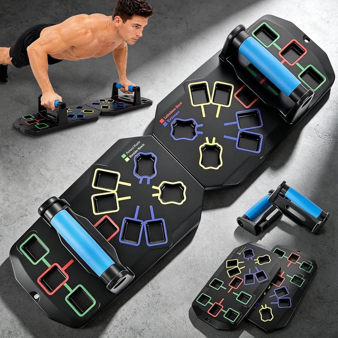 Push Up Board 20-In-1 Workout Equipment, Pushup Board with Handles, Puzzle-Style Snap Design with Square Slots, Home Gym Fitness Equipment for Chest, Shoulders, Back & Triceps, Men and Women