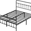 Chroark Queen Size Black Metal Bed Frame with Headboard and Footboard, 12 Inch Underbed Storage Space, Heavy Duty Mattress Foundation with Steel Slat Support No Box Spring Needed