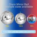 Disco Ball - 12 Inch Mirrored Discos Balls, Large Disco Bal, Rotating Ball for Party Designs, Weddings, Home Decor, Silver Hanging Discos Balls.