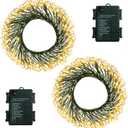 2 Pack Cluster Fairy Lights Battery, Total 20Ft 400 LED Christmas Lights with Timer 8 Modes, Dark Green Copper Wire Firecracker String Light for Xmas Tree Garland Decor (Warm White)