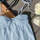 SOLY HUX Women's Summer Cami Tops Tie Shoulder Spaghetti Strap Ruched Peplum Ruffle Camisole Top (Blue, S)