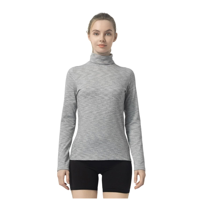 Leapstride Women's Turtleneck Slim - Fit Long Sleeve Base Layer Top, Space - Dyed Pattern, Sport Jersey for All - Round Activities, XL