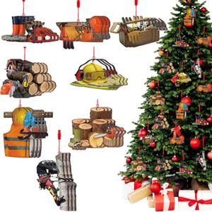 Barydat 24 Pcs Arborist Ornaments for Christmas Tree, Wooden Decorative Arborist Hanging Ornaments for Xmas Tree Arboriculturist Gifts