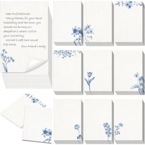 Spiareal 100 Pcs Floral Blank Notecards 4 x 6 in Vintage Blue and White Flower Greeting Cards Chinoiserie Paper Notecards Index Cards Bulk for DIY School Wedding Birthday Baby Shower(Blue)