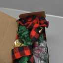 Syhood 12 Pieces 6" Christmas Kitchen Cabinet Wreaths with Ribbon Gold Bells Mini Christmas Wreath Small for Kitchen Window Front Door Xmas Holiday Indoor Home Decor(Red and Black, Fabric)