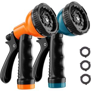 2-Pack Garden Hose Spray Nozzle  Heavy Duty Watering Wand with 10 Adjustable Spray Patterns, Durable Hose Attachment for Lawn & Garden Care