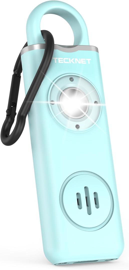 TECKNET Rechargeable Personal Safety Alarm for Women, 130dB Self Defense Keychain Alarm with SOS Strobe Light, Low Battery Notice, Personal Alarm Loud Siren Safety Keychain for Girls Kids Elderly (Blue)