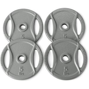 Amazon Basics 1-Inch Grip Weight Plates, 5 lb, Strength Training, Home Gym, 4 Pack