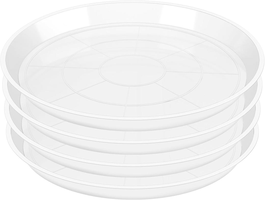 OUPSAUI 4 Pack Clear Plant Saucer 4 6 8 10 12 14 16 18 20 22 Inch Plant Trays for Pots, Plastic Extra Large Planter Saucers for Outdoors Indoors, Drip Catcher Water Tray for Plants (18 Inch)