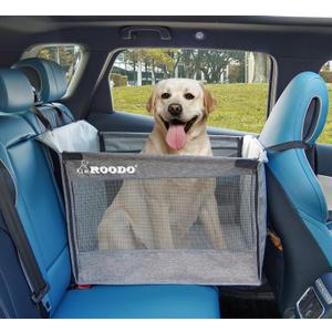 Medium Large Dog Car Seat Waterproof Oxford Cloth Hard Bottom Half seat Breathable Hammock Adjustable Seat Belt and Fixing Strap Pet Car Travel System Easy Storage and Portability(Gray)