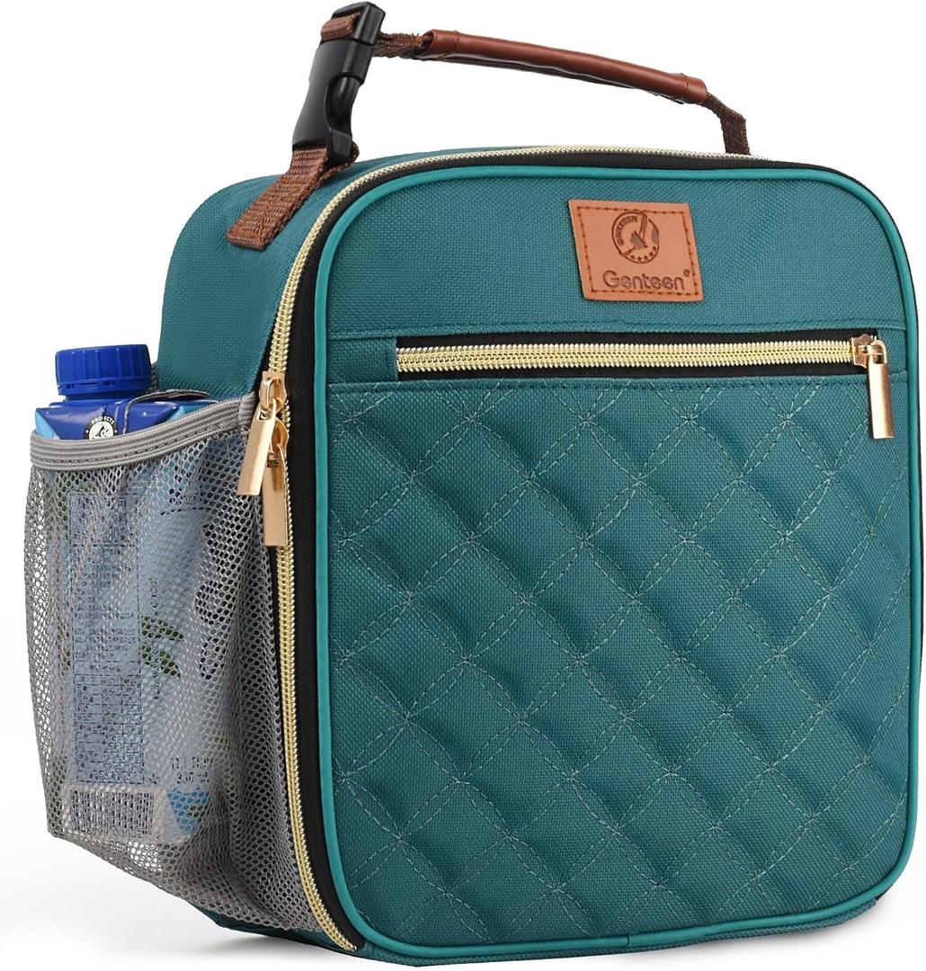 Lunch Box for Women Men Kids Girls Teen Adults,Insulated Lunch Bag with Bottle Holder,Small Lunch Box Cooler Lightweight Reusable LunchBox for Work Office School Travel Picnic-Lake Green (5 Liters)