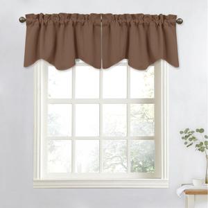 NICETOWN Blackout Valance Window Tier - 52 inches by 18 inches Small Scalloped Valance Kitchen/Bedroom/House/Bay/Hotel/Office Window Curtain for Camper RV (Cappuccino, 1 Piece)