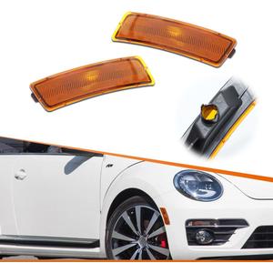 ADIIL Amber Lens Side Marker Lights Housings Compatible with VW Beetle 2012-20192018-up VW Ti-guan, Replace OEM Front Bumper Sidemarker Housing Kit
