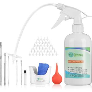 Ear Wax Removal Tool, Ear Cleaning Kits Safe Ear Irrigation Kit Ear Flush Kit for Adults Kid, Ear Wax Washer Device Easy to Operate, Includes Basin, Syringe, Curette Kit, Towel and 40 Disposable Tips