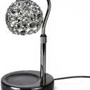 Candle Warmer Lamp with Timer, Handmade Glass Candle Warmer with Marble Base & Timer, Adjustable Heat Candle Melter for Jar Candles (Black)