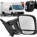 Passenger Side Mirror (Long Arm) Compatible with 2014-2023 Ram Promaster 1500 2500 3500/With Heated,Turn Signals Light,Power Adjusted Glass/Textured Black,8Pins