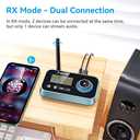 SOOMFON Bluetooth Transmitter for TV 3-in-1 Bluetooth 5.0 Transmitter Receiver for TV to 2 Headphones with LCD Display Adjustable Volume, Optical AUX RCA Bypass for Home Stereo Speaker