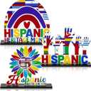 2 x Haooryx Hispanic Heritage Month Centerpieces - 3Pcs Latin American Celebrate Hispanic Heritage Month Wooden Centerpieces Decorations Table Topper Sign Decor Party Favor Decoration Supplies Photo Props