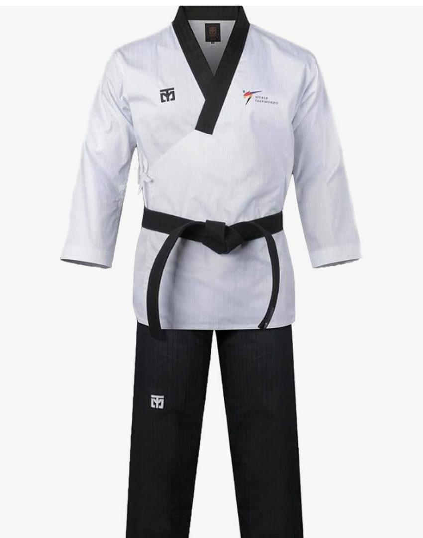 MOOTO Korea Taekwondo Poomsae Uniform WT Logo Taebek Dan MMA Martial Arts Karate Judo Kick Boxing (170(Height:170~179cm)(5.58~5.87ft), 1. Male), L