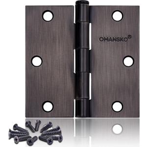 18 Pack Door Hinges, 3.5 x 3.5 Inch Oil Rubbed Bronze Hinges for Wood Square Corners Interior Hinges for Standard Flat/Bedroom, 3 1/2 Inch Door Hinges for Residential Doors