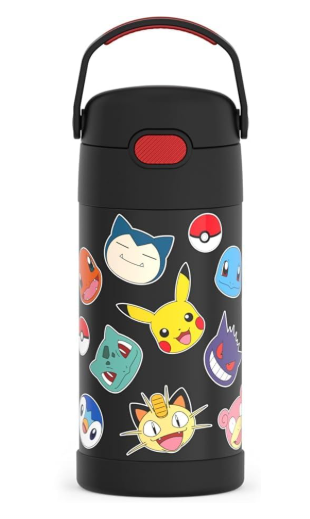 THERMOS FUNTAINER Water Bottle with Straw - 12 Ounce - Kids Stainless Steel Vacuum Insulated Water Bottle with Lid, Pokmon (Pokemon)