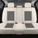 Comfortable Leather Auto Car Seat Covers Front & Rear Seat Protector Fit Sedan SUV 5 Seats Full Set Universal Fit (White Grey)