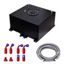 5 Gallon Fuel Cell 20L Universal Gas Tank Aluminum Polished Racing Drift Fuel Tank with Level Sender & 6AN 12FT Fuel Line Kit, Quick Release Fuel Cap, Black