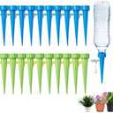 24 Pack Self Watering Spikes for Plant,Indoor & Outdoor Automatic Plants Waterer,Plug-in Device with Adjustable Valve Switch, Self Watering Planter Insert (10 Blue+10 Green)