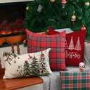 DFXSZ Christmas Pillow Covers 12x20 Inch Set of 2 Christmas Tree Decorative Throw Pillows Winter Christmas Decor for Home Couch TH-35B12 (Green)