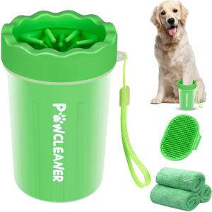 Dog Paw Cleaner, Dog Paw Washer, Paw Muddy Paw Cleaner, Pet Foot Cleaner for Small Medium Large Breed Dogs/Cats (with 3 Absorbent Towel) (Green)