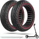 Cooryda 10x2.125 Scooter Tire, 10 inch Solid Rubber Tires Tubeless Front or Rear Replacement 10x2.125 Solid Electric Scooter Tire for Gotrax G4 Xr V2 Ninebot F25 F65 Hiboy S2 Pro 2pc Red