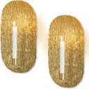 Sziqiqi Gold Wall Candle Sconces: Candlestick Wall Sconces Set of Two - Vintage Candle Holders for Taper Metal Hanging Decor for Home Living Room Fireplace (2 pcs)