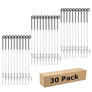 Fence Shock 30 Pack 41 Inches Systems Pig Tail Step-in Fence Post, Portable Stainless Steel Single Rope Poles/Stakes for Electric Fence, Garden, Farm, Flower Beds, Walkways, Fountains - Black