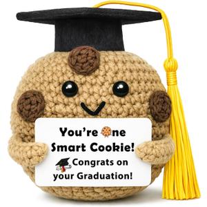 Graduation Gift for Her Him, Handmade Crochet Cookie Plush with Graduation Cap & Tassel, You're One Smart Cookie Congrats Gift, Handmade Amigurumi Decor for Graduation Celebration