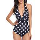 One Piece Swimsuit for Women, Polka Dot Swimsuit, Elegant for Women Water. (S) Black