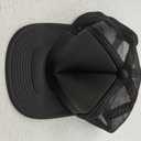 OTTO SNAP Round Flat Visor High Crown Mesh Back 5 Panel Trucker Snapback (One Size, Black)