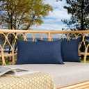 Kevin Textile Outdoor Waterproof Lumbar Pillow Covers 14x24 Inch Pack of 2 Checkered Decorative Rectangle Cushion Throw Pillowcases Shell for Patio Tent Garden Couch Bed Sofa Blue